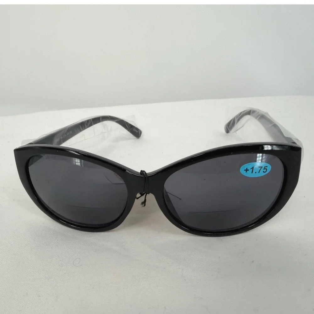 Vision World Black Cat Eye Bifocal Sunglasses Readers +1.75 UV Protection 104-49